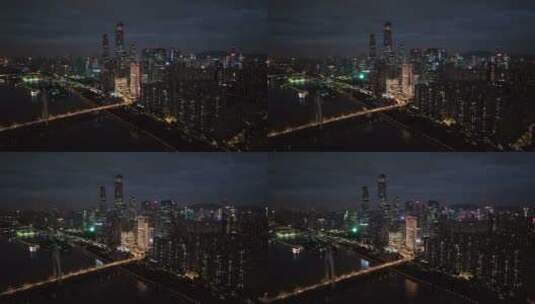 广东省广州市夜景城市风光航拍高清在线视频素材下载