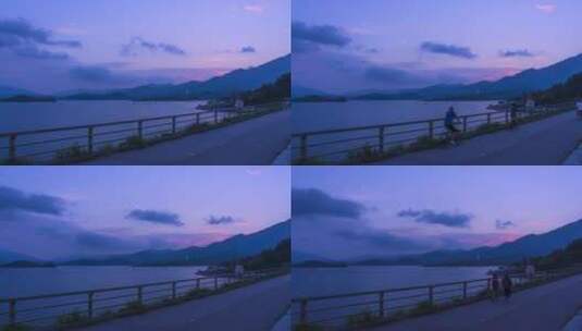 香港大美督海岸堤坝夕阳晚霞唯美延时风景高清在线视频素材下载