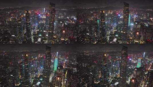 广州CBD夜景航拍空镜高清在线视频素材下载