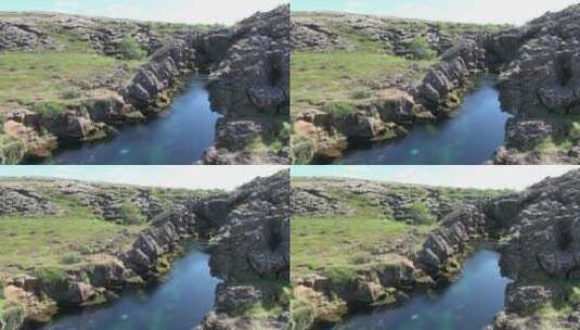 冰岛裂谷与瀑布景观高清在线视频素材下载