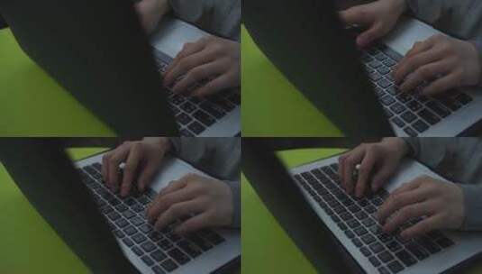 笔记本电脑电脑上打字的人特写高清在线视频素材下载