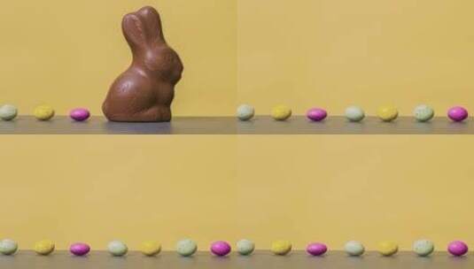 巧克力蛋和兔子的定格镜头高清在线视频素材下载