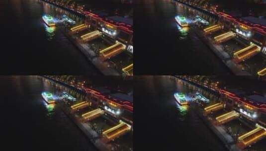 广州珠江日夜游船航拍高清在线视频素材下载
