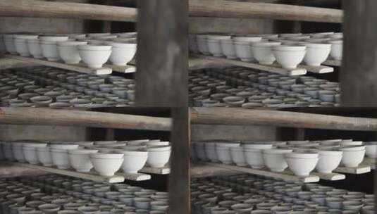 景德镇陶瓷作坊工厂半成品瓷器高清在线视频素材下载