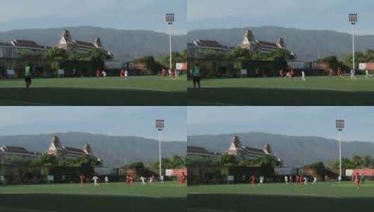 足球赛场视频云南德宏芒市踢足球年轻人高清在线视频素材下载