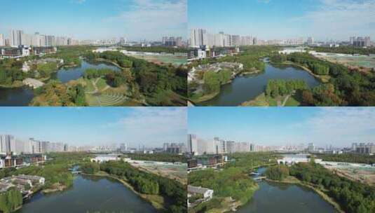 江苏省无锡市尚贤湖湿地公园城市环境高清在线视频素材下载