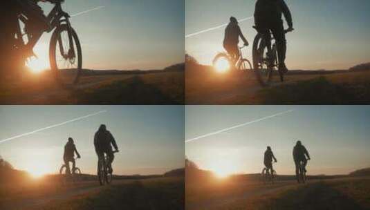 两个骑自行车的人高清在线视频素材下载