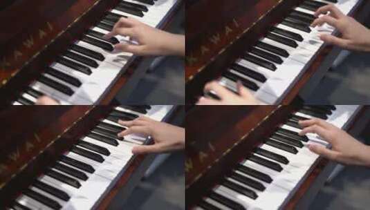 弹钢琴特写高清在线视频素材下载