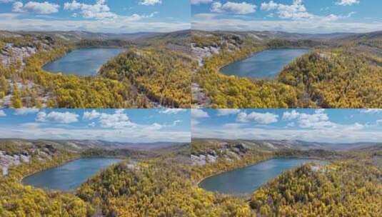 秋天的高山湖泊（阿尔山驼峰岭天池）高清在线视频素材下载