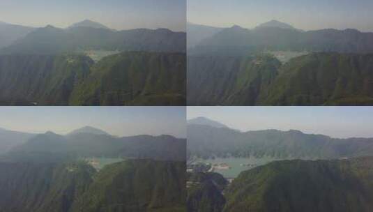 江西水坝航拍水库山脉河流大远景高清在线视频素材下载