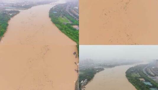航拍自然灾害汛期洪水暴发高清在线视频素材下载