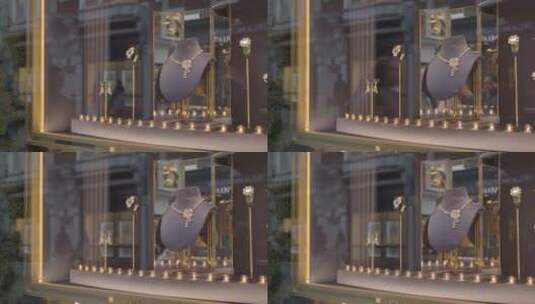 伦敦西区购物区宝格丽商店的珠宝橱窗展示高清在线视频素材下载