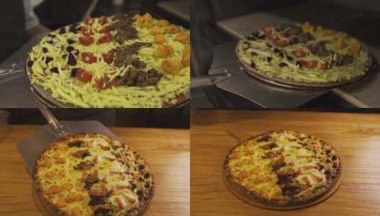 披萨入烤箱高清在线视频素材下载