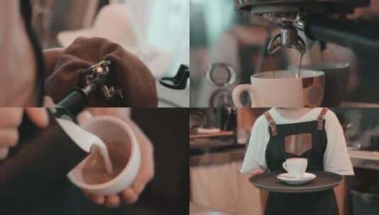 咖啡店咖啡制作流程高清在线视频素材下载