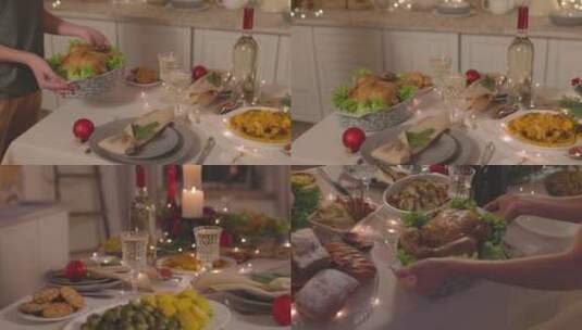 圣诞晚餐的餐桌高清在线视频素材下载