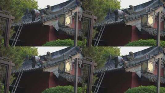寺庙古建筑修缮屋顶高清在线视频素材下载