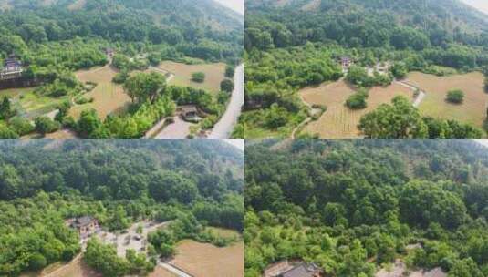 浙江湖州安吉灵峰寺初夏航拍高清在线视频素材下载