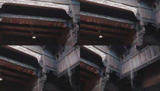 江南古镇古建筑构件牛腿木雕高清在线视频素材下载