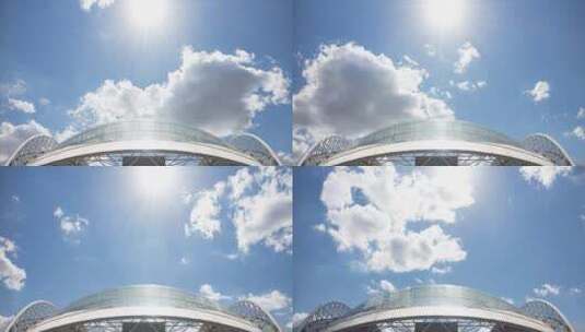 沈阳奥林匹克运动中心顶架流云高清在线视频素材下载