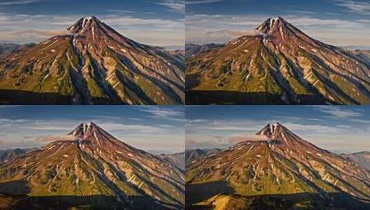 俄罗斯堪察加半岛夫斯基火山航拍高清在线视频素材下载