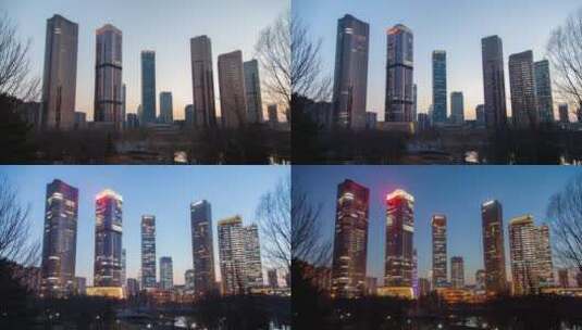 北京建筑日落延时高清在线视频素材下载