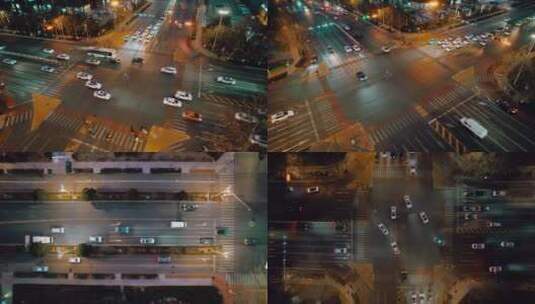城市十字路口车流夜景高清在线视频素材下载