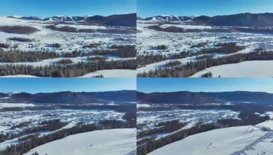 航拍新疆禾木村冬季雪景3高清在线视频素材下载