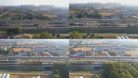 航拍上海轻轨16号线高清在线视频素材下载