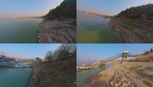 长江边中石化加油站高清在线视频素材下载