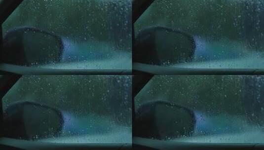 下雨天雨水从车窗滑落高清在线视频素材下载