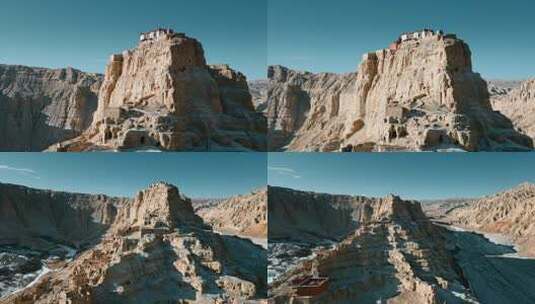 西藏旅游风光古格王朝遗址山顶寺庙高清在线视频素材下载