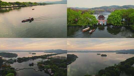 杭州西湖日出航拍 23年3月26高清在线视频素材下载