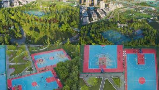 合集_西安曲江文化运动公园4K航拍高清在线视频素材下载