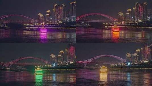 重庆两江游游船观光夜景高清在线视频素材下载