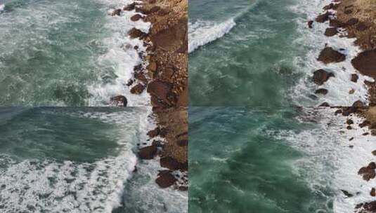 海浪拍打岸边岩石高清在线视频素材下载