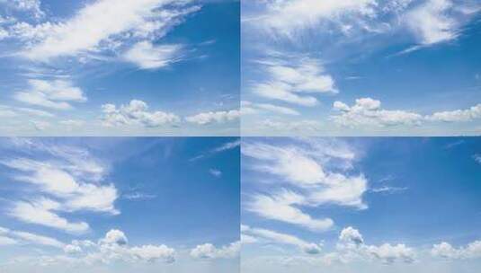 自然天空航拍蓝天白云风吹云流动延时高清在线视频素材下载