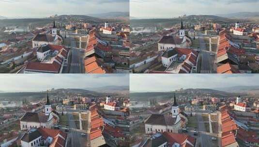 斯洛伐克Spisske Podhradie镇的鸟瞰图高清在线视频素材下载