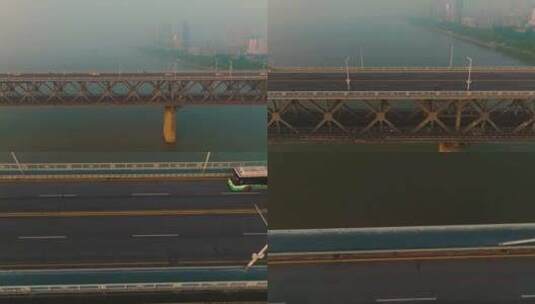 武汉市武昌武汉长江大桥清晨日出大桥高清在线视频素材下载