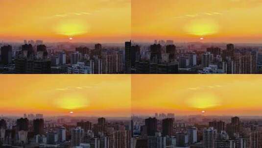 鸟瞰上海城市夕阳高清在线视频素材下载