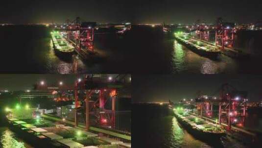 港口码头煤炭卸煤夜景高清在线视频素材下载