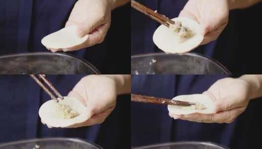饺子，包饺子煮饺子蘸酱过年过节视频素材高清在线视频素材下载