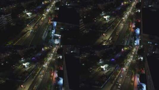 深圳新区航拍夜晚街道马路高清在线视频素材下载