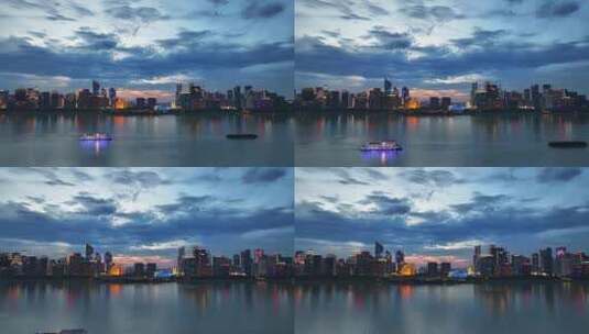 杭州钱塘江城市夜景高清在线视频素材下载