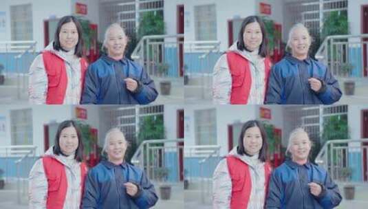志愿者和老年人笑脸高清在线视频素材下载