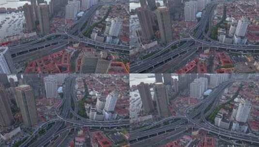 航拍城市交通 城市立交桥 忙碌的城市高清在线视频素材下载