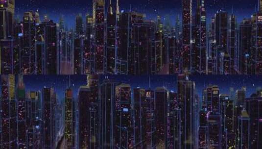 夜景城市虚幻背景高清在线视频素材下载