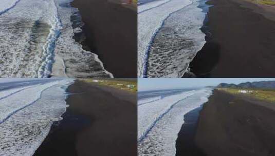 堪察加半岛的Khalaktyrsky海滩与黑沙高清在线视频素材下载