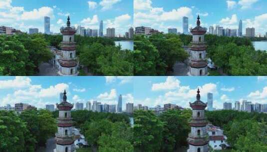 航拍广东惠州旅游地标古建筑文笔塔高清在线视频素材下载