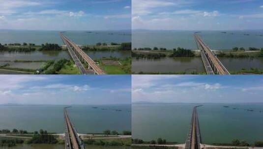 江苏省南京市石臼湖特大桥天空之镜航拍风光高清在线视频素材下载