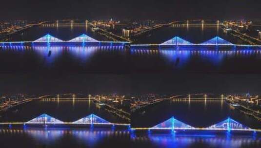航拍武汉城市夜景风光高清在线视频素材下载